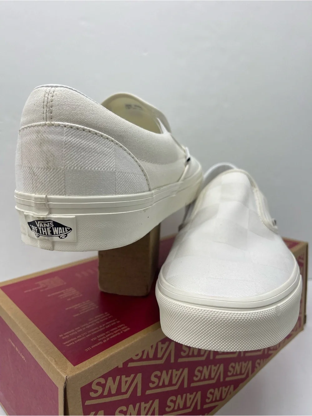 Vans Men’s Sz 12 Classic Slip-0n Mono Checkerboard White VN000D5PCJA Sneakers